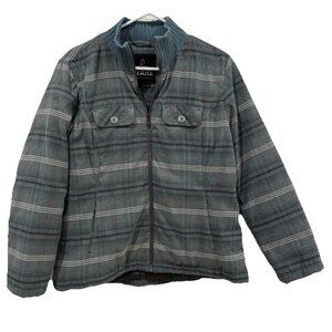 PrAna Women’s Puffer‎ Jacket Coat Duck Down Mulitcolor Plaid Full Zip Size Large